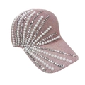 Gorra de béisbol de punto rosa para mujer con perlas blancas y adornos de strass brillantes - Talla única / Rosa