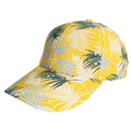 Gorra de béisbol amarilla con estampado de hojas de palmera tropical y visera curva de sol - Amarillo
