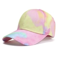 Pink yellow and blue tie-dye baseball cap with curved brim and 6-panel structure - One Size / Pink Yellow