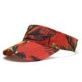Orange sun visor hat with black and yellow feather patterns for outdoor beach activities - One Size / Dusk Gray