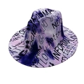 Graffiti print fedora hat with purple and pink tie-dye pattern on white background - One Size / Lavender