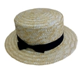 Dettaglio della trama in paglia di frumento e del nastro nero sul cappello di paglia - Taglia unica / Taglia per adulti