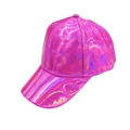 Détail du tissu holographique en cuir verni rose brillant d'une casquette de baseball - Rose vif