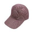 Berretto da baseball in maglia rosa da donna con strass scintillanti e regolabile - Taglia unica / Rosa