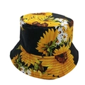 Bob réversible en coton avec imprimé tournesols et marguerites pour protection - Taille unique / Noir