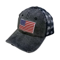 Donkergrijze distressed trucker pet met Amerikaanse vlag en sterrennet aan achterzijde - Eén maat / Zwart