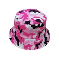 Unisex pink camouflage bucket hat with flat top for outdoor summer sun protection - One Size / Rose Red