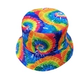 Rainbow tie-dye bucket hat with colorful swirl pattern on premium cotton canvas fabric - One Size / Colorful 1