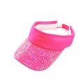 Detail van roze zonneklep met fonkelende strassteentjes en verstelbare band voor buiten - Eén maat / Fluorescerend Rozerood