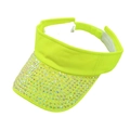 Visière de soleil jaune fluo avec strass pour femmes, casquette sport chic - Taille unique / Vert Fluorescent