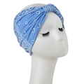 Cinta elástica azul claro con estampado paisley y nudo torcido para deporte y yoga - 55-58cm / Azul claro