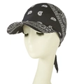 Gorra de béisbol tipo bandana con estampado paisley negro y lazo ajustable trasero - 55-58cm / Negro