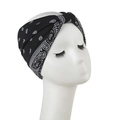 Fascia elastica in cotone nero con motivo paisley e nodo per fitness e attività sportiva - 55-58cm / Nero