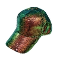 Gorra de béisbol transpirable para mujer con lentejuelas reversibles en verde y bronce - Talla única / Verde