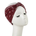 Diadema de nudo paisley rojo oscuro en algodón elástico para deporte y fitness - 55-58cm / Rojo Oscuro