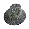 Close-up of sparkling silver rhinestones on a vintage wool fedora jazz hat - Dark Gray
