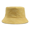 Cappello a secchiello giallo da donna con stampe di dinosauri bianchi e protezione solare - Circonferenza Testa 55-58cm / Giallo