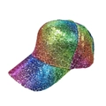 Gorra de béisbol para mujer con lentejuelas de arcoíris para moda exterior - Talla única / Colorido