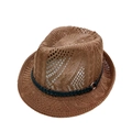 Cappello fedora in paglia intrecciata marrone traspirante con fibbia in metallo - Taglia unica / Marrone