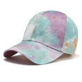 Cappellino da baseball tie-dye sfumato viola e blu, vista classica ad angolo di 45 gradi - 55-58cm / Verde