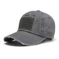 Gorra de béisbol vintage gris con parche de bandera de EE. UU. y bordado lateral - 55-58cm / Gris