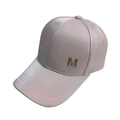 Berretto da baseball rosa in cotone mercerizzato con emblema metallico M lucido per donne - Taglia unica / Rosa