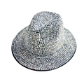 Sparkling silver rhinestone fedora hat for stage performance and party wear - Silver