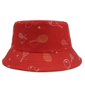 Roter Baumwoll-Sonnenhut für Damen und Herren mit Tennisschläger-Print und breiter Krempe - 55-58cm / Rot