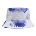 Modischer Batik-Anglerhut für Damen mit blauem und violettem Ink-Wash-Textur-Druck - 55-58cm / Blau