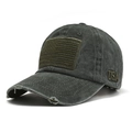 Gorra de béisbol vintage gris carbón con bordado de bandera USA y diseño desgastado - 55-58cm / Verde