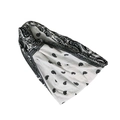 Vista dettagliata della fascia sportiva in cotone paisley bianco e nero con design a torsione - 55-58cm / Bianco