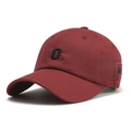 Berretto da baseball bordeaux in cotone con ricamo lettera C e visiera curva esterna - 55-58CM Regolabile / Rosso