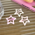 Set of three hollow star-shaped hair clips in white, light pink, and hot pink finishes - White And Pink Style (23215D)