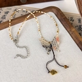 Detail of New Chinese style butterfly pendant necklace with ink painting and tassels - Beaded Butterfly Necklace (23806B)