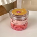 Elastici per capelli rosa ben organizzati in un barattolo trasparente con etichetta Henju - Rosa Sfumato (23969E)
