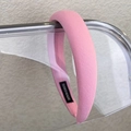 Detail of handmade pink padded headband featuring twill fabric and interior label - 7# Pink Twill Fabric (20247B)