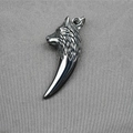 Gotischer 3D-Wolfskopf-Zahnanhänger aus poliertem Vintage-Edelstahl für Herren - Nur Anhänger (Ohne Kette)