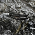 Multilayer black leather cord bracelet for men with brushed metal magnetic clasp on rock - Black