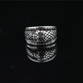 Vintage snake skin textured ring in black silver with red gemstone eyes and scales - US 7 / Steel