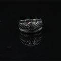 Vintage gothic snake ring with scales and red gemstones on black mirror surface - US 7 / Black