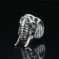Anillo gótico de cabeza de elefante 3D en acero de titanio vintage para hombre punk - Número 7 / Color Acero