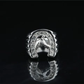 Hip hop horseshoe horse head ring for men featuring sparkling crystals in silver tone - US 7 / Steel Color Small Ring