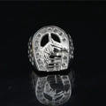 Men's horseshoe ring with horse head relief and white crystals in silver finish - US 7 / Steel Color Large Ring