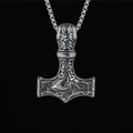 Collana con ciondolo martello Mjölnir vichingo nordico con intricate incisioni a nodi celtici - Ciondolo + Catena Coordinata