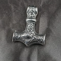 Collana martello di Thor vichingo nordico in acciaio inossidabile retrò per uomo hip-hop - Solo ciondolo (Senza catena)