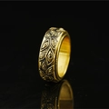 Titanium steel Eye of Horus ring with vintage gold embossed patterns and punk style - US 7 / Black & Gold