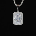 Collana di lusso con ciondolo rettangolare in zircone e alone pavé su catena veneziana - Ciondolo + Catena Coordinata