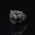 Anello gotico con testa di tigre 3D in acciaio inossidabile ossidato stile vintage - US 7 / Nero