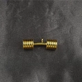 Polished golden dumbbell pendant necklace for men and women on gray textured background - Pendant Only (Without Chain)
