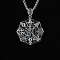 Vintage titanium stalen ketting met achthoekige boeddhistische Om en acht gelukssymbolen - Hanger + Bijbehorende Ketting